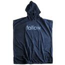 FOLLOW | HOODED TOWELIE PONCHO NAVY - LARGE